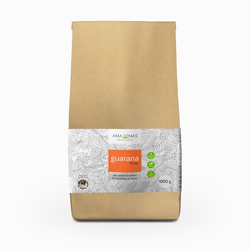 Amazonas Naturprodukte Guarana Pulver pur 1kg, Wildwuchs , Paulinia Cupana - Produktbild