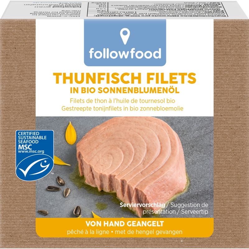 followfood Thunfisch Filets in Bio Sonnenblumenöl, aus Angelruten-Fischerei - Produktbild