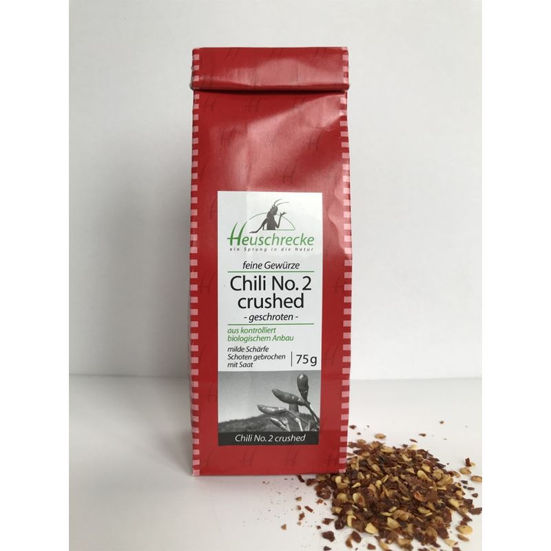 Heuschrecke Chili No. 2, crushed, mildscharf, ca. 22.000 SHU, kbA - Produktbild