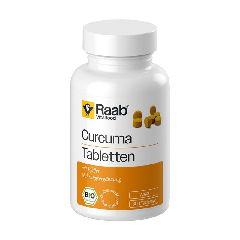 Raab Vitalfood Bio Curcuma Tabletten, 300 Tabletten à 300 mg - Produktbild