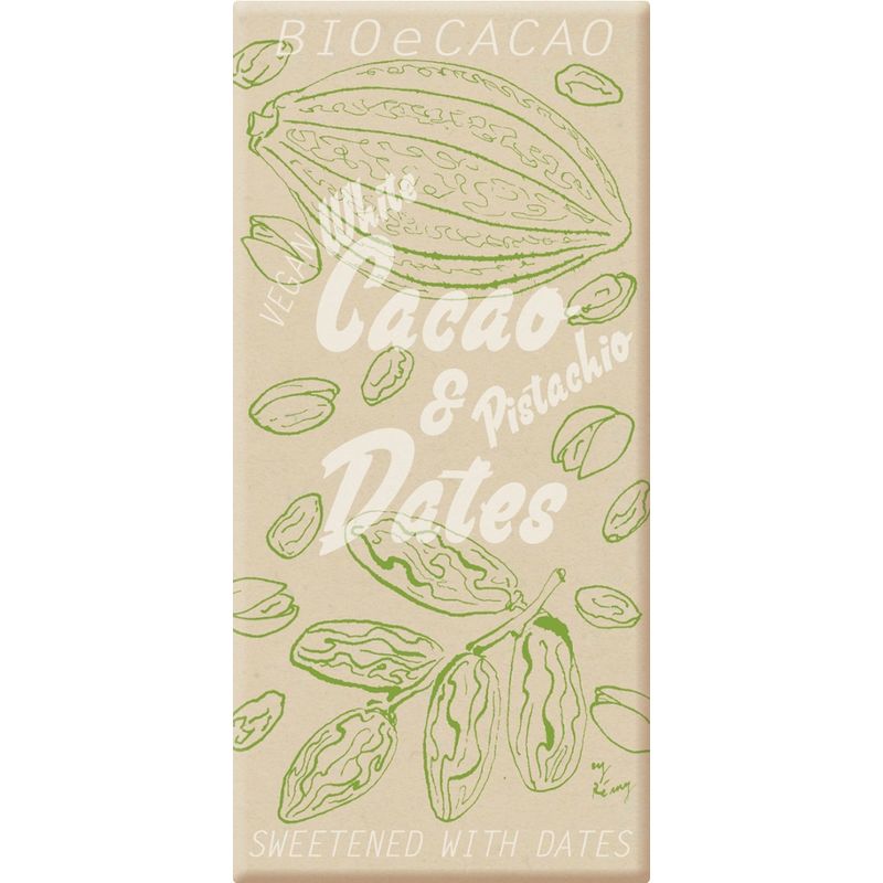 BioeCacao Cacao & Dates Cacao & Dates White Pistachio Schweizer Weisse Schokolade mit Pistazien, mit Datteln gesüsst - Produktbild