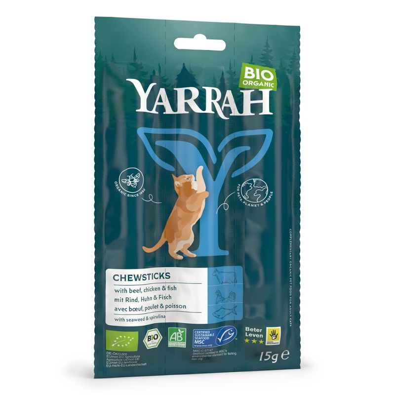 Yarrah Organic Petfood Yarrah Bio Katze Snack getreidefrei Kaustangen mit Fisch (MSC) - Produktbild