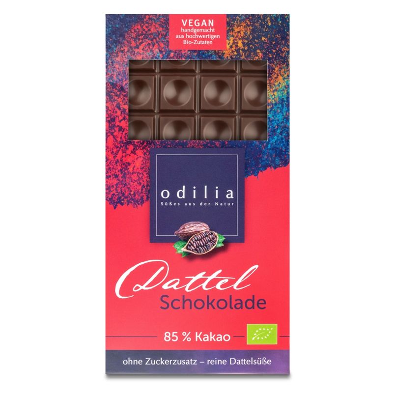 odilia Handgemach DattelßSchokolade Ohne Nüsse mit 85% Kakao, Glutenfrei, Laktosefrei - Produktbild