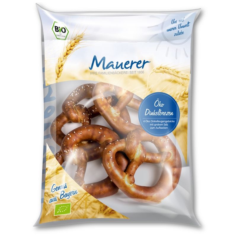 Öko Bäckerei Konditorei Mauerer  70g Öko TK Dinkelbrezen LEH 18x4 Stück - Produktbild