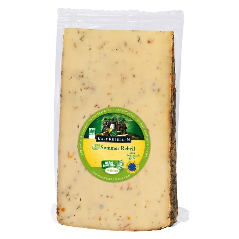 Käserebellen Bio Sommer Rebell, Schnittkäse mindestens 50% Fett i.Tr., aus Bio-Bergbauern-Heumilch g.t.S., 150g Stück - Produktbild