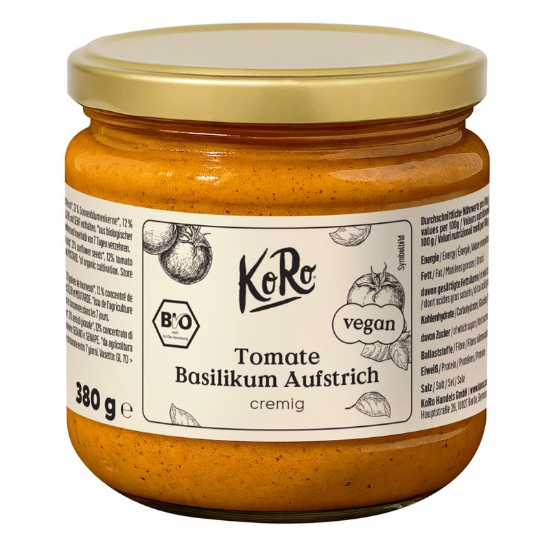 KoRo Handels GmbH Bio Tomate Basilikum Aufstrich 380 g - Produktbild