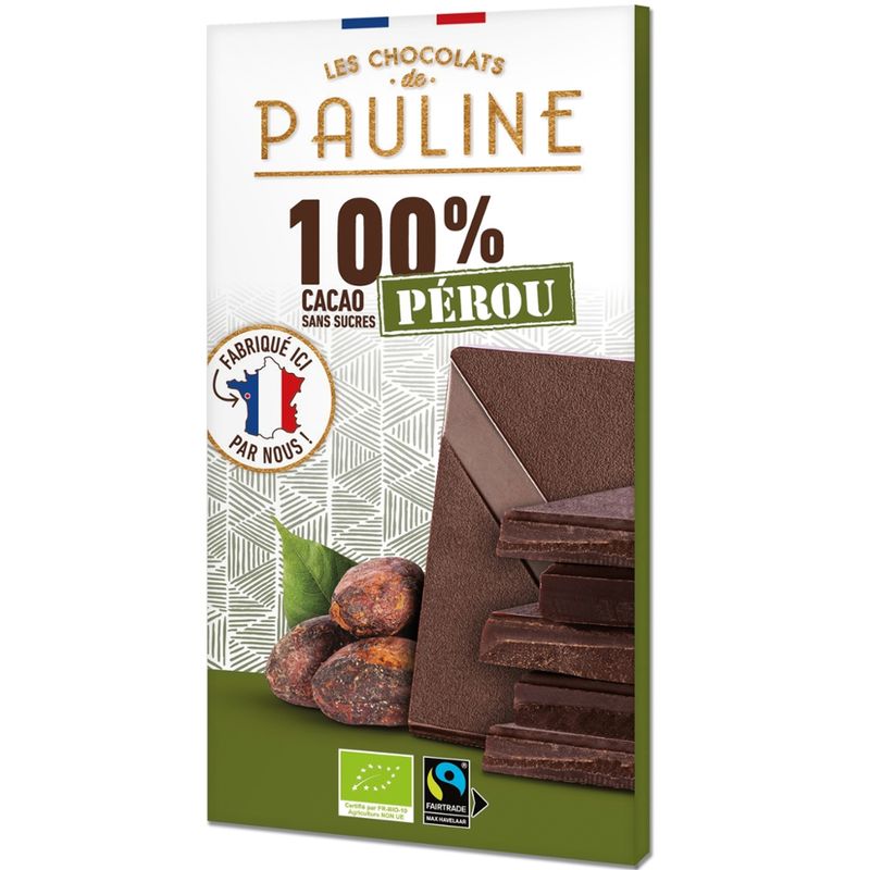 LES CHOCOLATS DE PAULINE Cocoa 100%, origin Peru, sugars-free - Produktbild