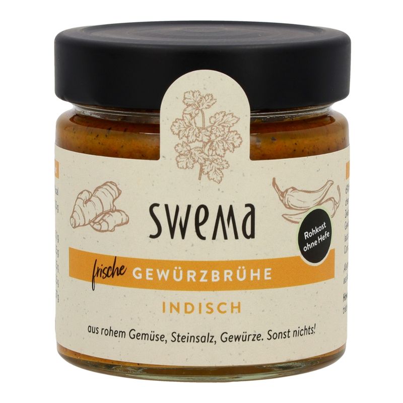 SweMa Frische Gemüsebrühe indisch, 210g für 6 Liter, rohes Gemüse, Steinsalz, Gewürze. Sonst nichts! - Produktbild