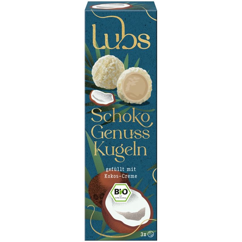 Lubs Schoko Genuss Kugeln mit Kokos-Creme 3 Stk., Bio - Produktbild