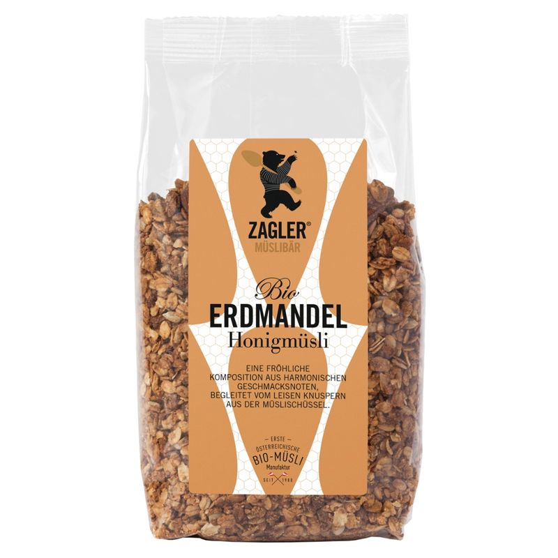 ZAGLER MÜSLIBÄR ZAGLER Bio-Erdmandel-Honigmüsli 500g, knusprig gebaken - Produktbild