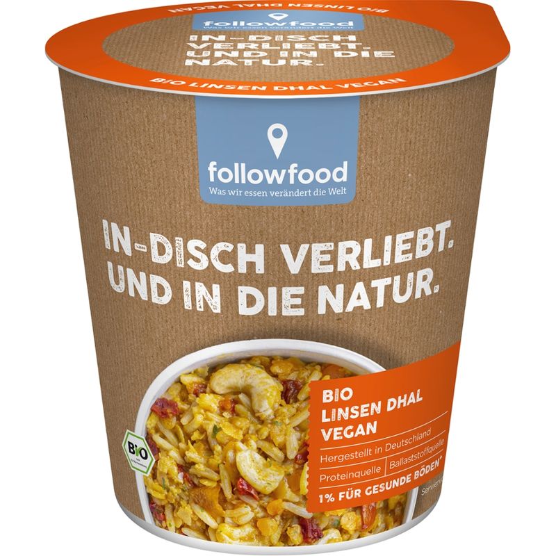 followfood Bio Linsen Dhal vegan mit roten Linsen, Haferflocken und Reis. - Produktbild