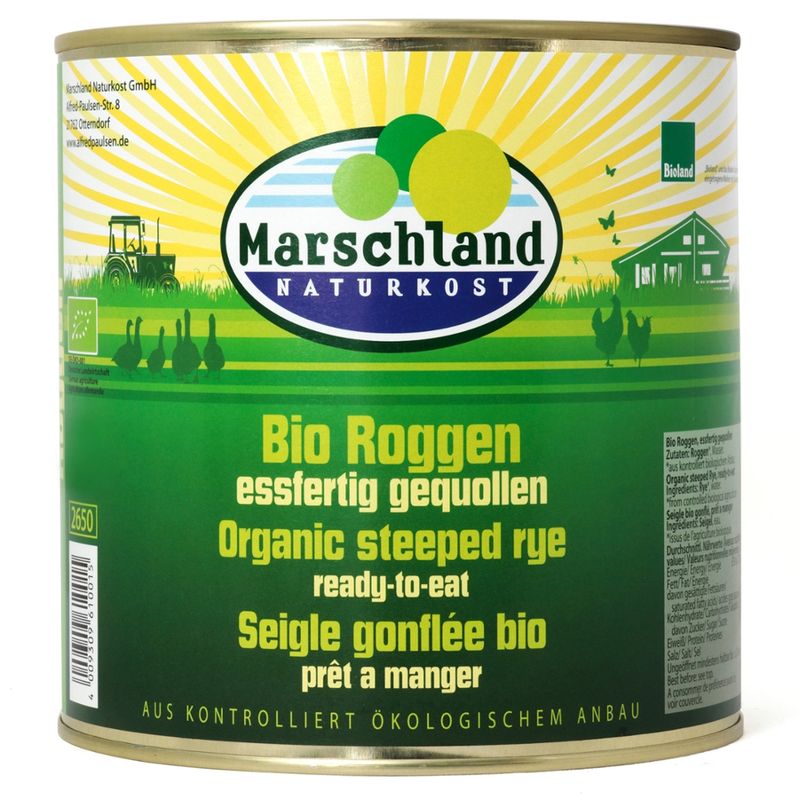 Marschland  Bioland Bio-Roggen eßfertig gequollen 2.650 ml Ds. MARSCHLAND - Produktbild