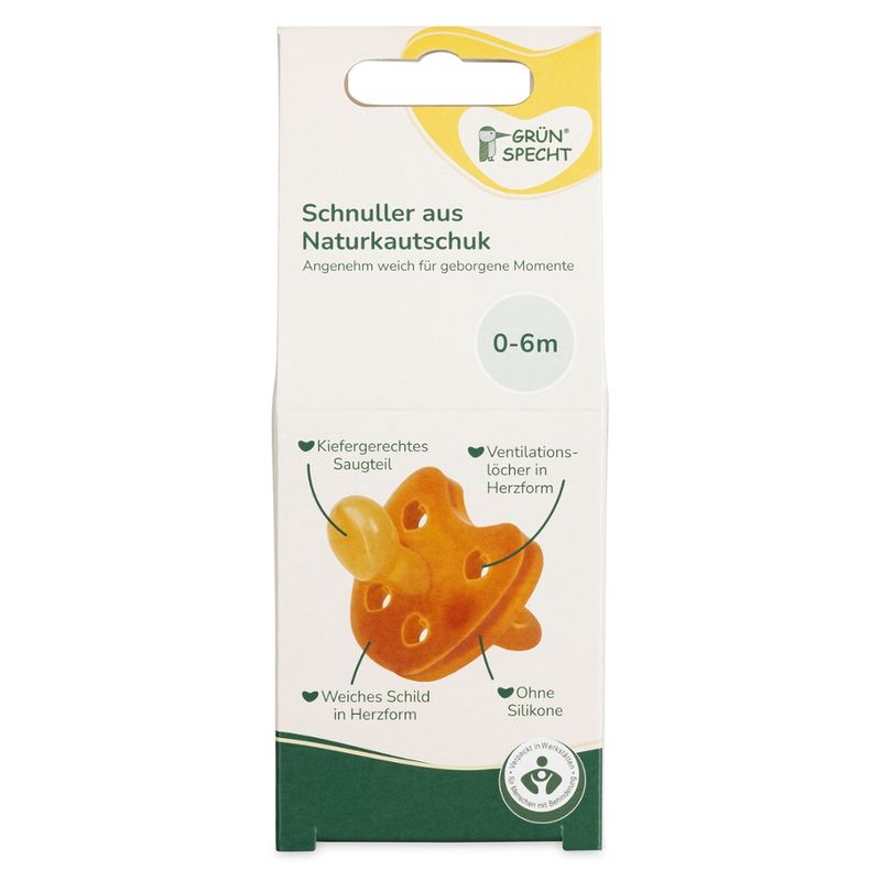 GRÜNSPECHT Naturprodukte GRÜNSPECHT Schnuller aus Naturkautschuk, Größe 1 (0-6 Monate) - Produktbild