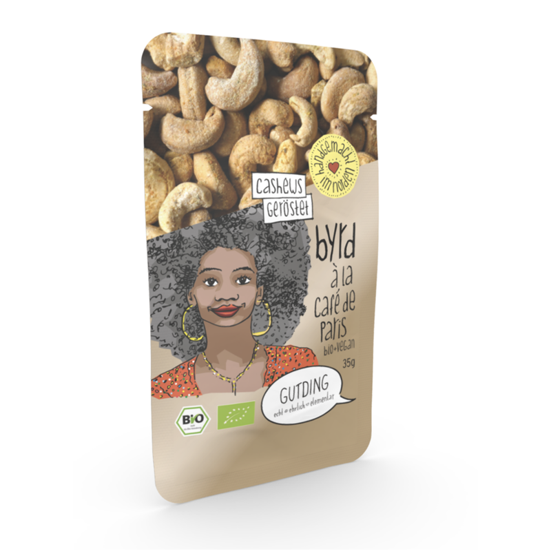 GUTDING Byrd - geröstete Bio-Cashews à la Café d'Paris im PP-Tütchen, ohne Zuckerzusatz, glutenfrei & vegan - Produktbild