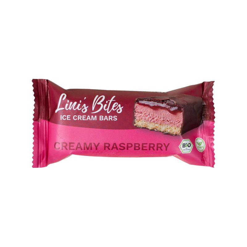 Lini's Bites Bio Ice Cream Bars - Creamy Raspberry (4er Box) - Produktbild