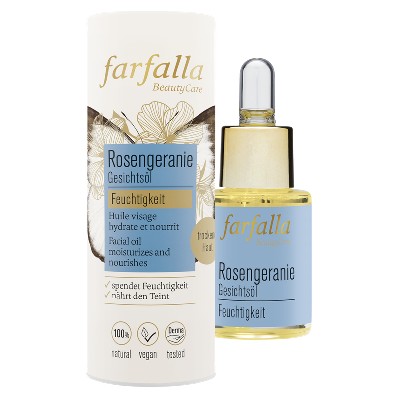farfalla Gesichtsöl Rosengeranie, Feuchtigkeit, 15ml - Produktbild