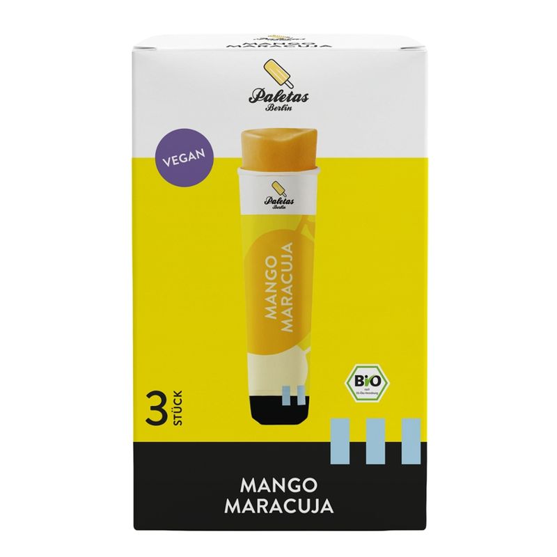 Paletas Berlin  Paletas Multpack Premium Bio-Eis Quetschtüte Mango Maracuja - Produktbild