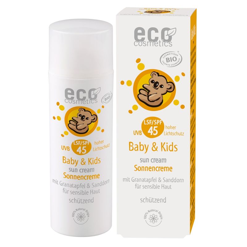 eco cosmetics Baby & Kids Sonnencreme LSF 45 mit Granatapfel und Sanddorn - Produktbild
