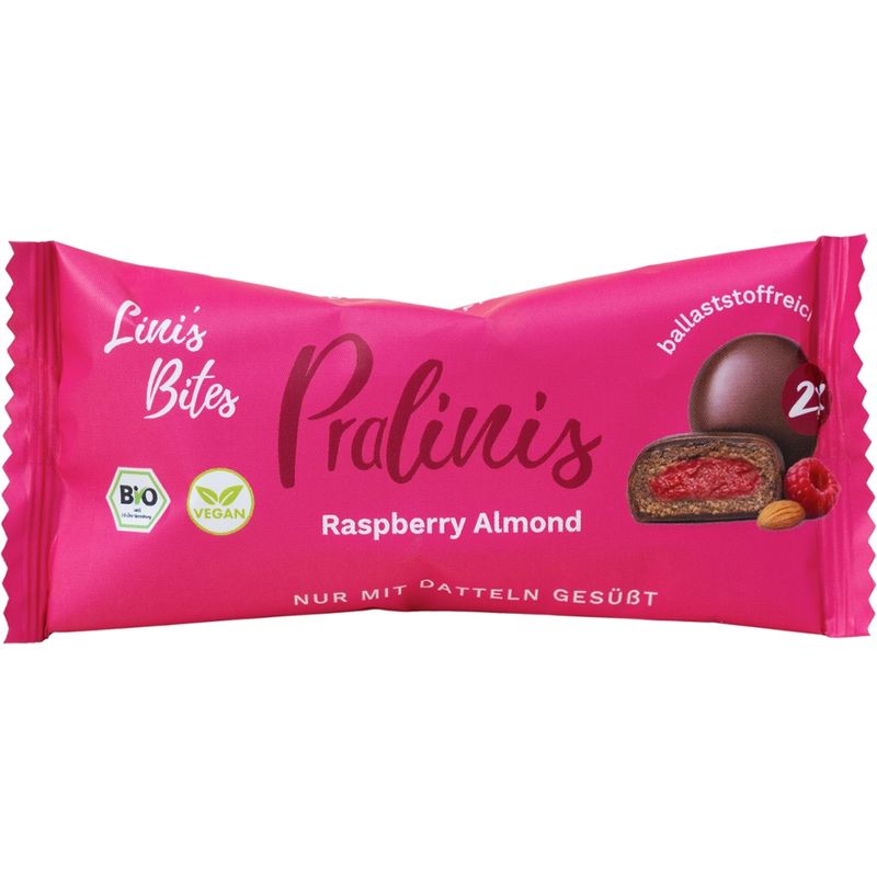 Lini's Bites Raspberry Almond Pralinis Bio Dattel-Kugeln - Produktbild