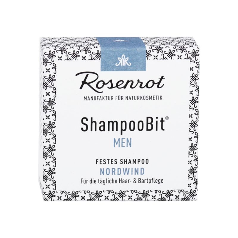 Rosenrot Naturkosmetik festes ShampooBit® MEN Nordwind - 55g - in Schachtel - Dieses MEN ShampooBit Nordwind für den Mann reinigt mild und ist sanft zur Haut und zum Bart. - Produktbild