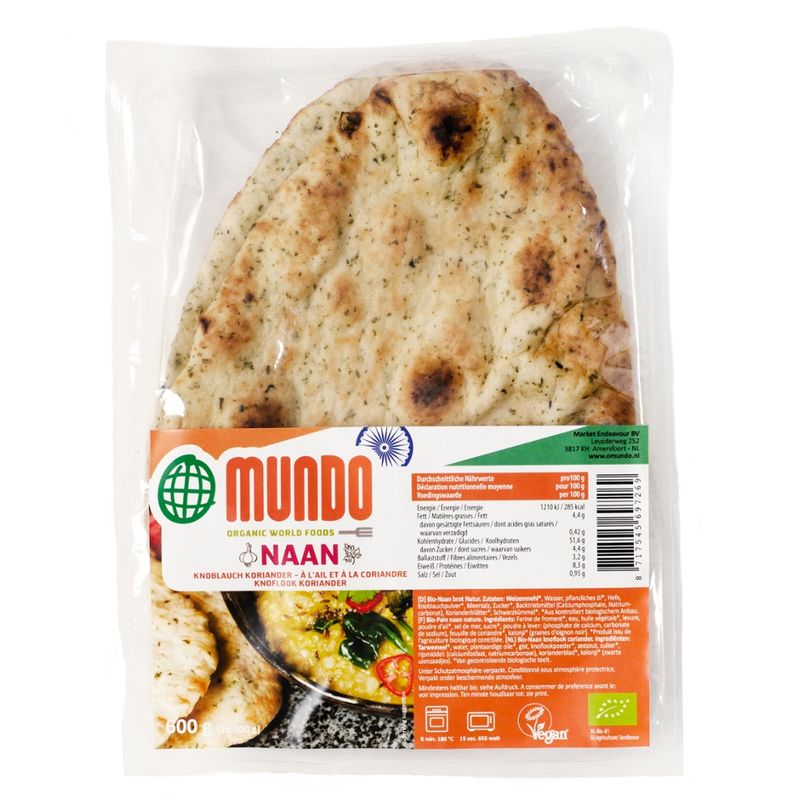 OMundo OMundo Naan Knoblauch Koriander 2 st Bio - Produktbild