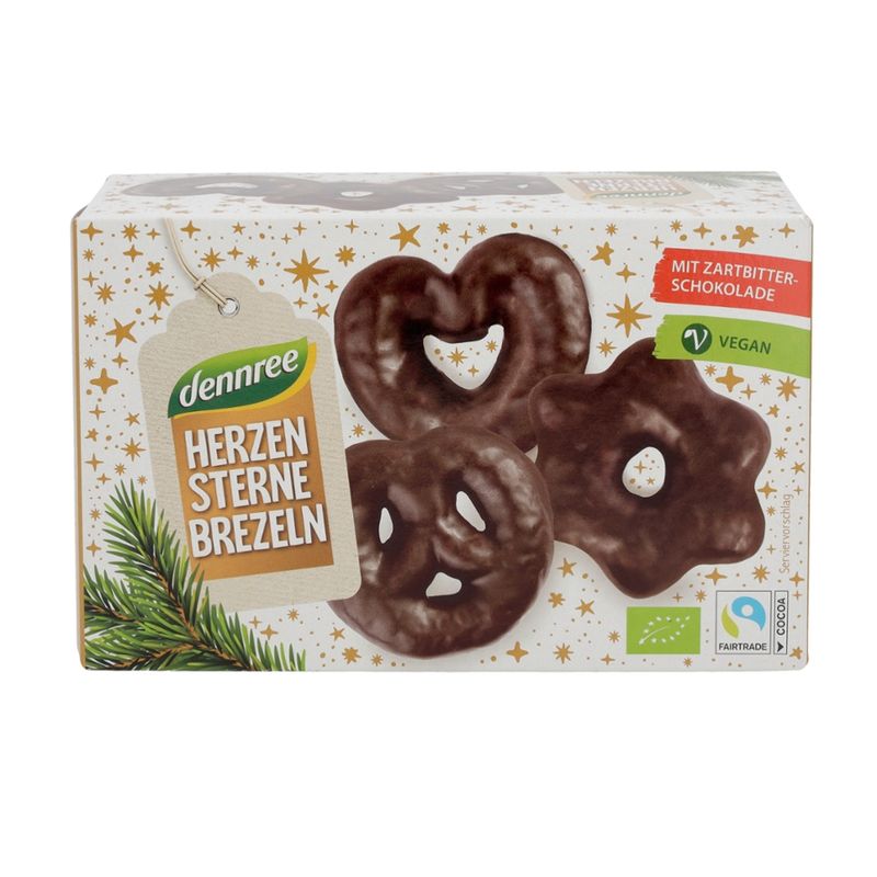 dennree Herzen Sterne Brezeln Zartbitter - Produktbild