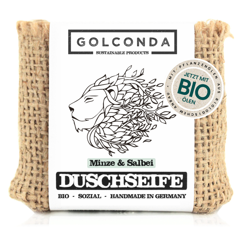 Golconda - Sustainable Products Golconda Duschseife - Minze & Salbei mit Bio-Ölen - Produktbild
