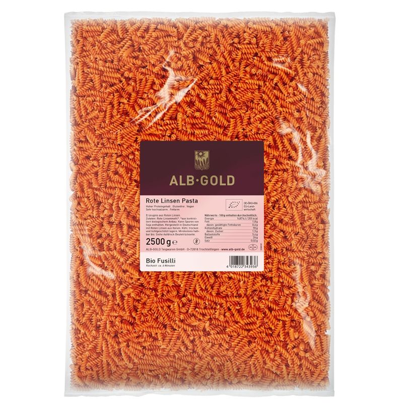 ALB-GOLD ALB-GOLD Bio Rote Linsen Fusilli 4x2,5kg - Produktbild