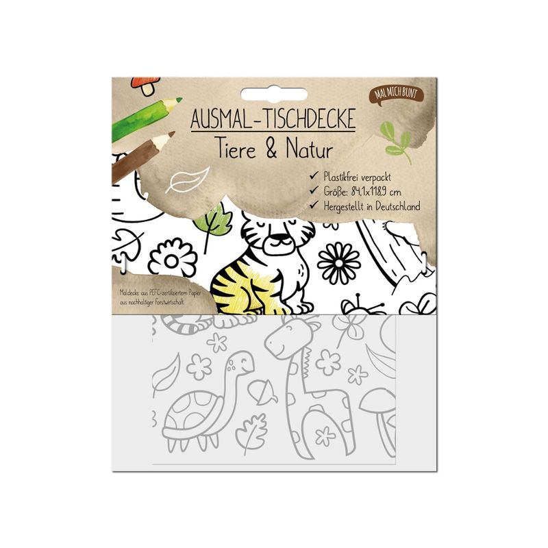 Malmichbunt Ausmal-Tischdecke aus Papier Motive Natur & Tiere - Produktbild