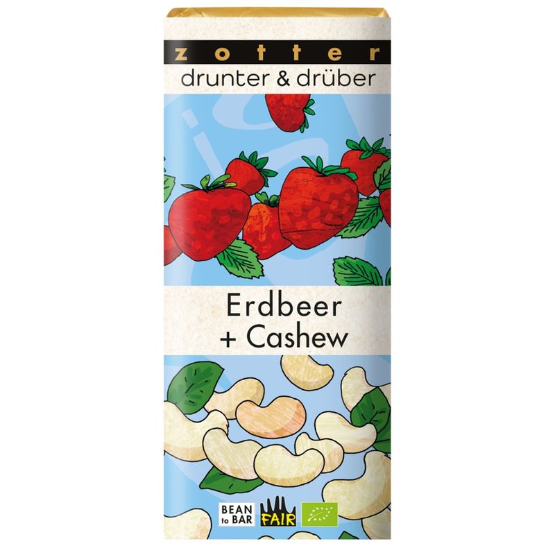 Zotter Schokolade drunter & drüber Erdbeer + Cashew - Produktbild