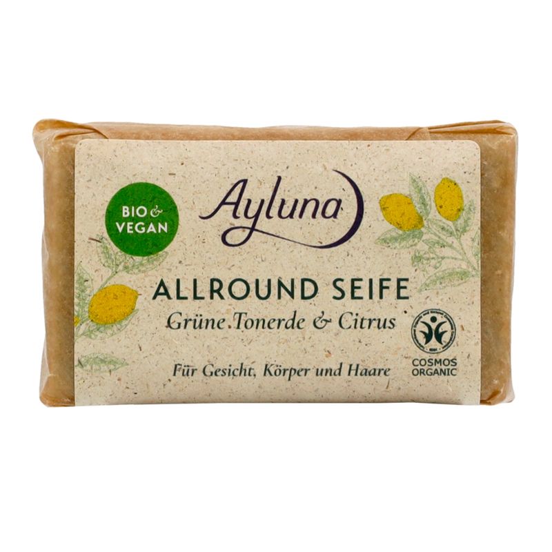 Ayluna Allround Seife Grüne Tonerde & Citrus für Gesicht, Körper und Haare - Produktbild