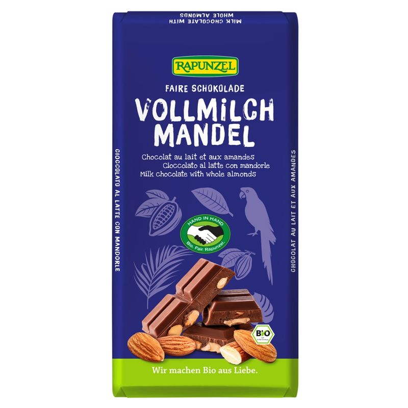 Rapunzel Vollmilch Schokolade mit ganzen Mandeln, HIH - Produktbild
