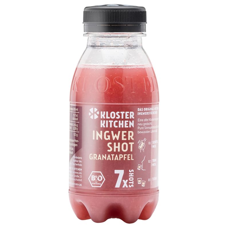 KLOSTER KITCHEN BIO Ingwer Shot Granatapfel 7SHOTS 210ml PET - Produktbild