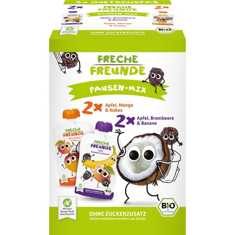 Freche Freunde Bio Quetschie MultiPack Pausen-Mix 4er Pack - Produktbild