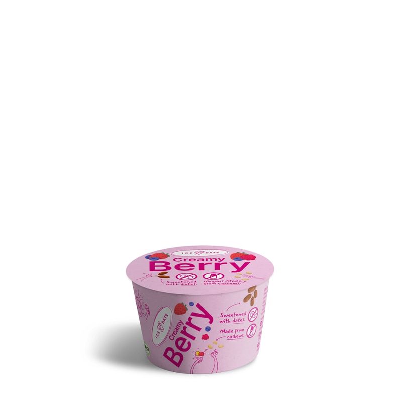 iceDate Bio-Creamy Berry-Eis, laktosefrei, glutenfrei, vegan, mit Datteln gesüßt, 120ml - Produktbild