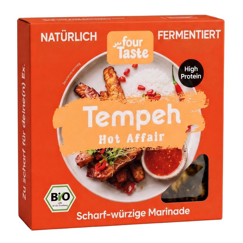 fourTaste  Hot Affair-Bio Tempeh aus Lupinen und gelben Erbsen in pikant würziger Marinade - Produktbild