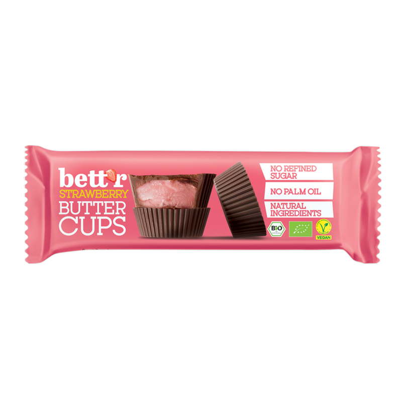 Bett'r Strawberry cream Nut Butter Cups, 3x13g, Bio, Bett’r - Produktbild