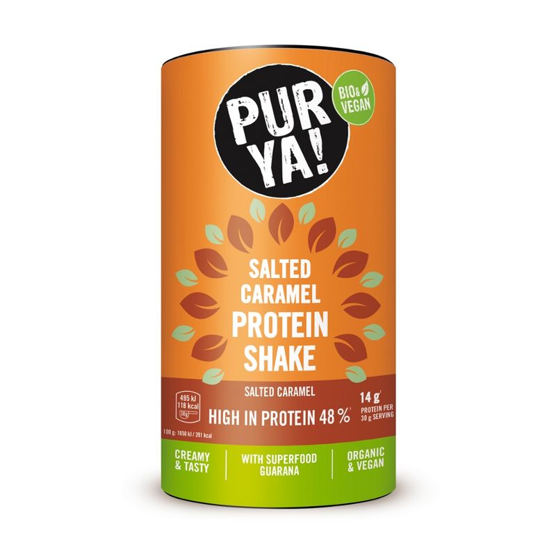 PURYA! Protein Shake, Salted Caramel, Guarana, BIO, 480g - Produktbild