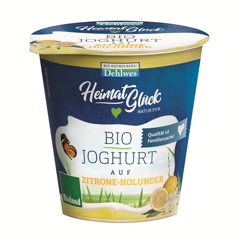 HeimatGlück BIO-Joghurt auf Zitrone-Holunder 3,5% Fett150g - Produktbild