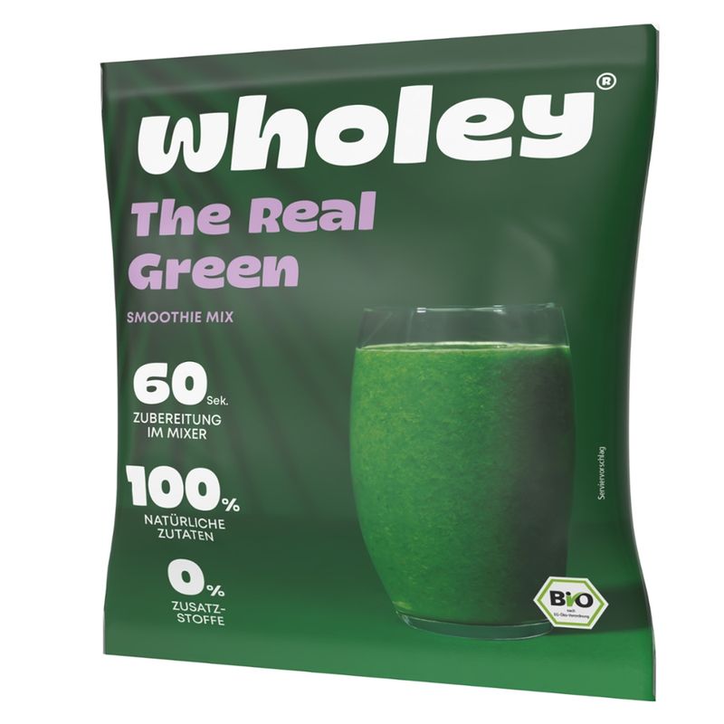 Wholey Wholey The Real Green ready-to-blend Smoothie aus schockgefrorenen Bio-Zutaten  100 % bio, vegan und glutenfrei - Produktbild