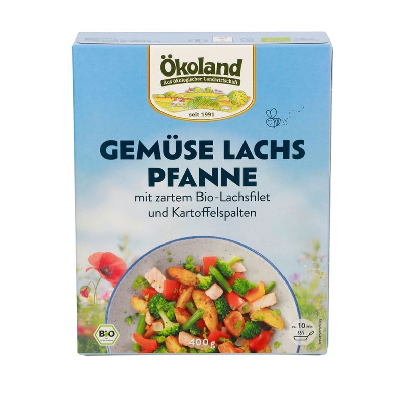 ÖKOLAND Gemüse-Lachs-Pfanne mit zartem Bio-Lachsfilet und Kartoffelspalten - Produktbild