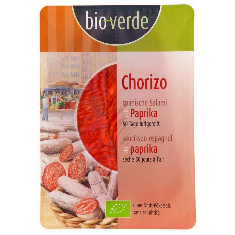bio-verde Chorizo Salami Aufschnitt, Original spanische Paprika-Salami 80 g - Produktbild