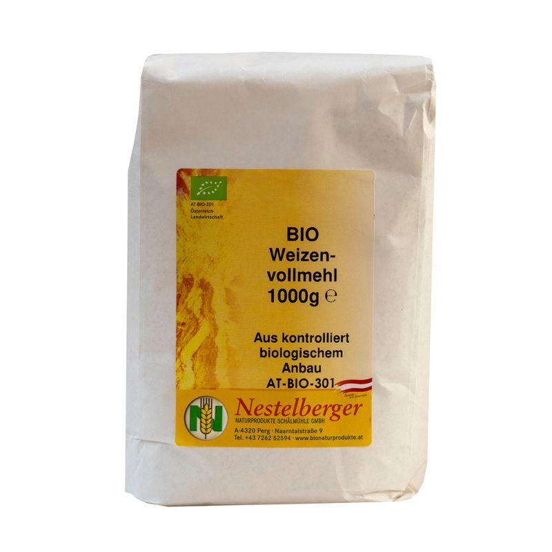 Nestelberger Bio Weizenvollkornmehl 1kg - Produktbild