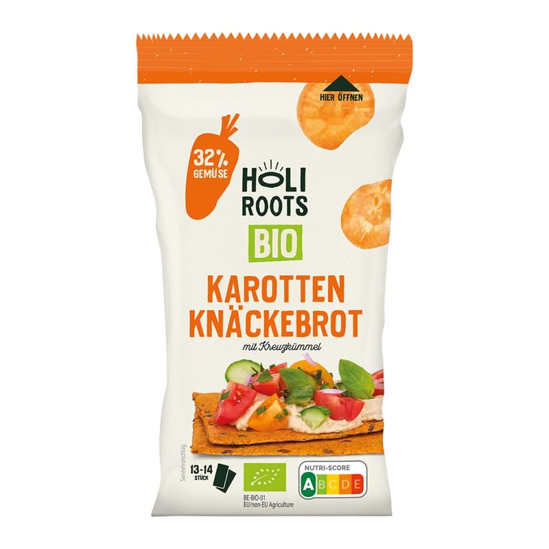 Holiroots Holiroots Bio- Gemüse Knäckebrote Karotte mit Kreuzkümmel - Produktbild