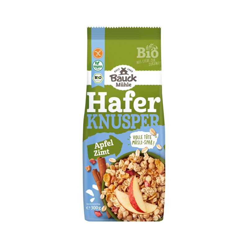 Bauck Mühle Hafer Knusper Müsli Apfel Zimt Bio gf - Produktbild