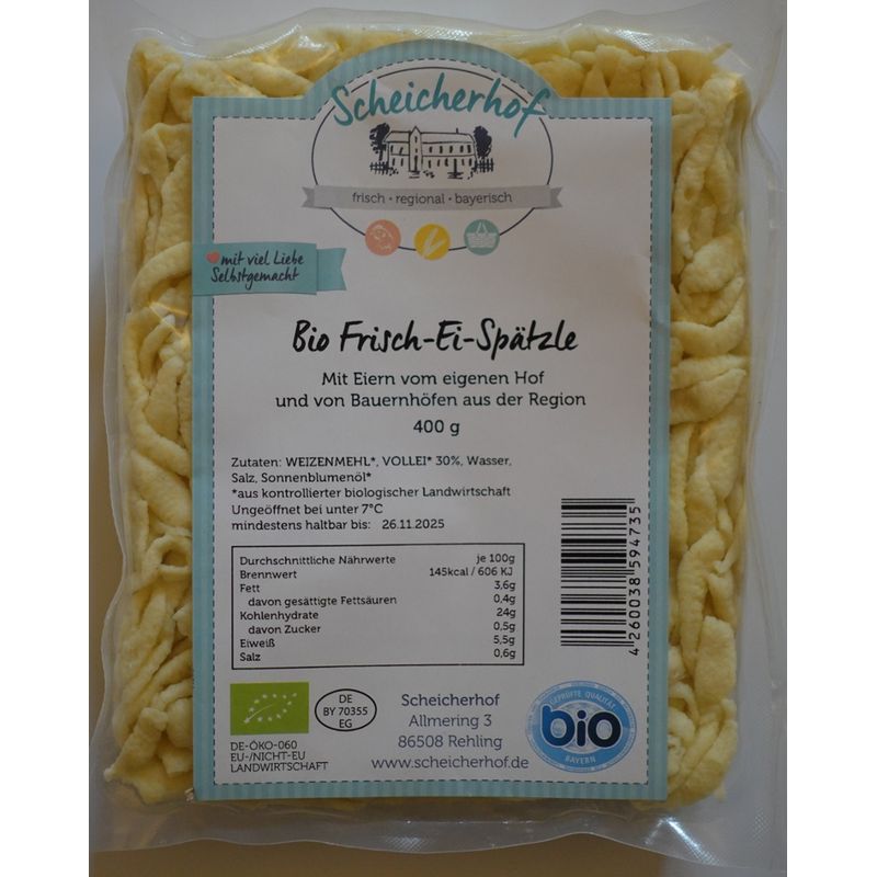 Scheicherhof Bio-Frisch-Ei-Spätzle mit Bayrischem Bio Siegel 400 g - Produktbild