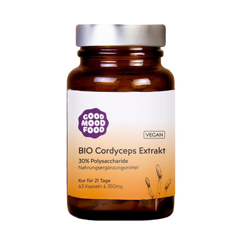 goodmoodfood BIO Cordyceps Extrakt, Monatskur, 60 Kapseln a´350mg, 30% Polysaccharide - Produktbild