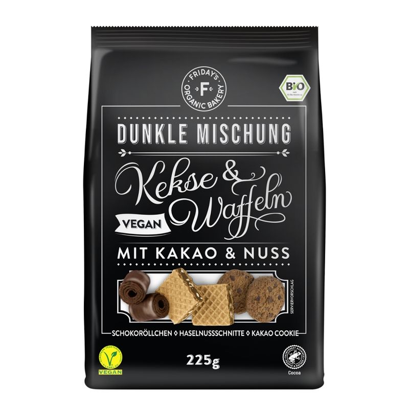 Friday's Organic Bakery  Friday's Organic Bakery Dunkle Mischung Kekse & Waffeln mit Kakao und Nuss - Produktbild