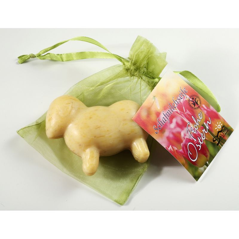 Saling Schafmilchseife "Frohe Ostern" Schaf Ringelblume im Organza, BDIH zertifiziert - Produktbild