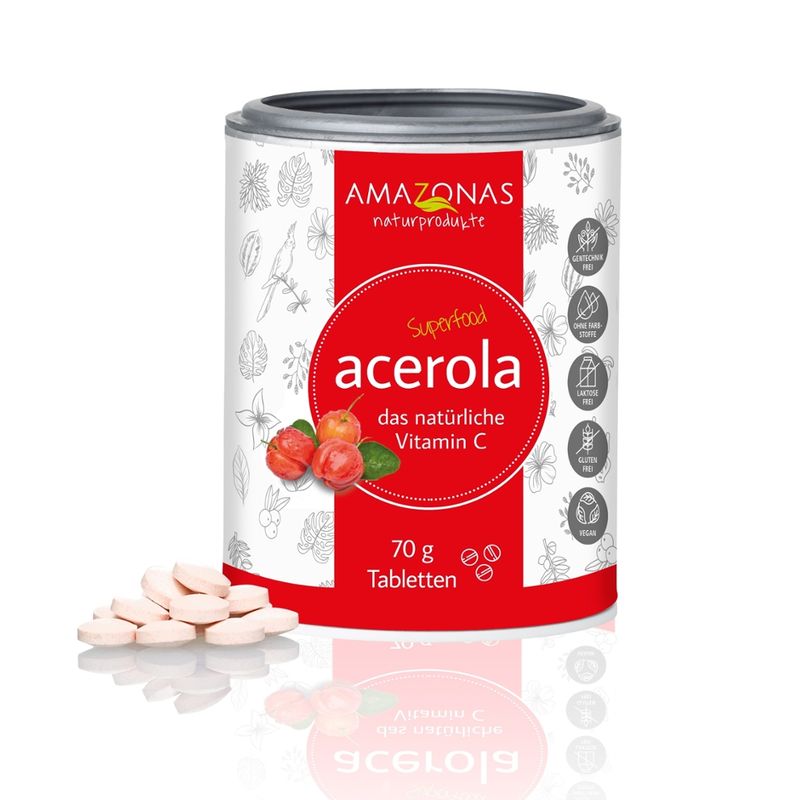 Amazonas Naturprodukte Acerola Tabletten mit Süßungsmittel, ohne Zuckerzusatz - Produktbild